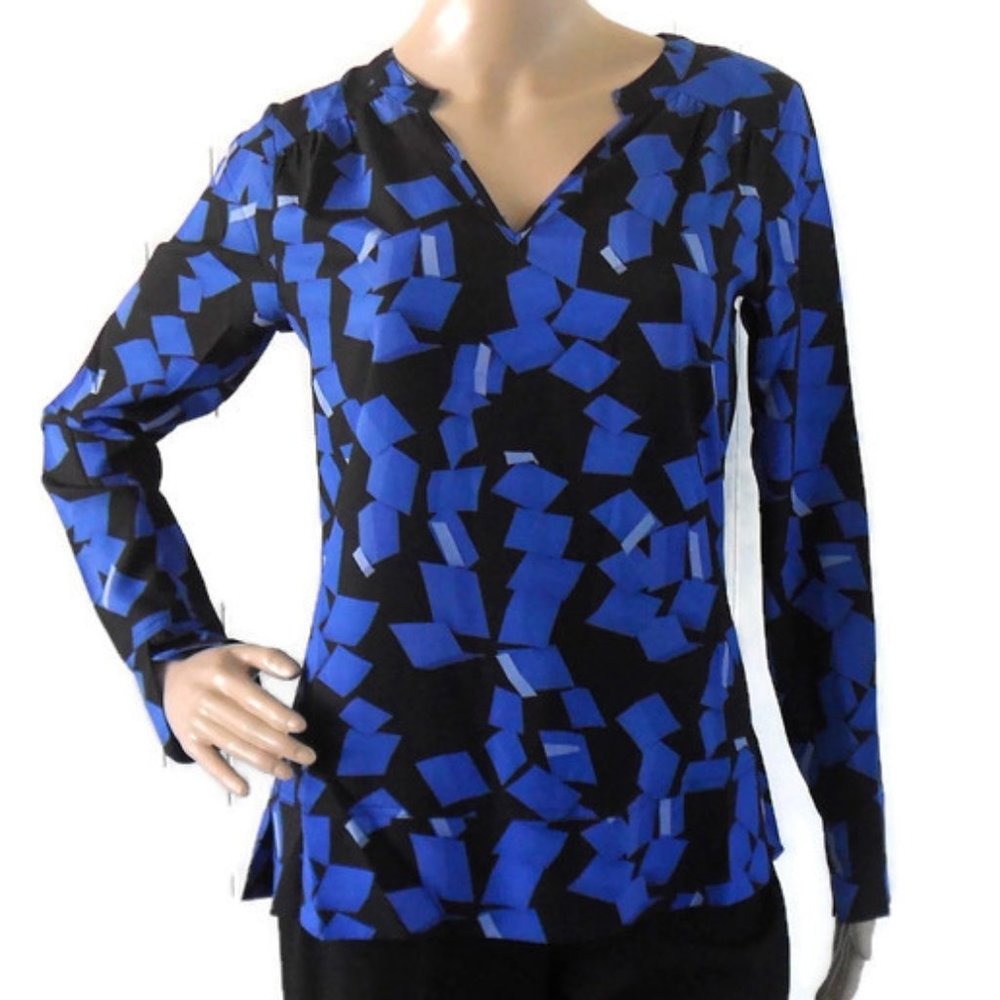 Cuddy Jamie Cobalt XS Blue Polyester Long Sleeve Blouse - Picture 3 of 6